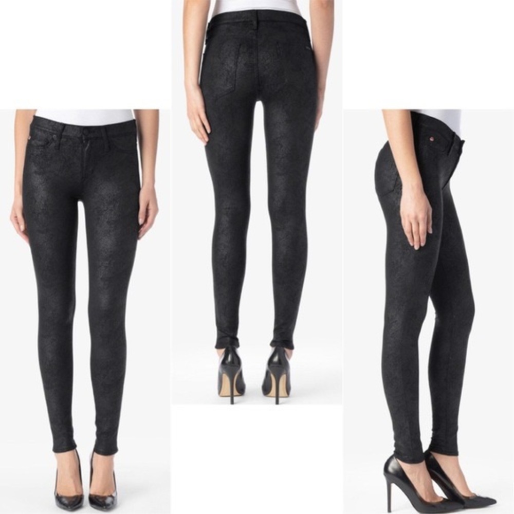 NWT-HUDSON NICO MID-RISE ECHO SHINY METALLIC CRACKED PONTE SUPER SKINNY JEANS 24